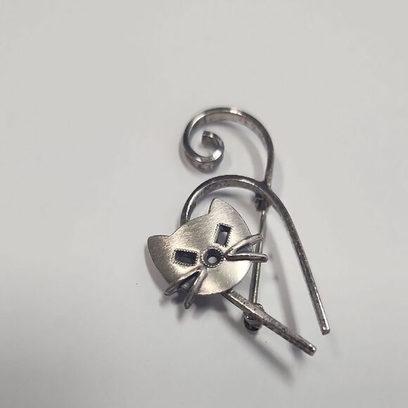 Vintage Danecraft 925 Sterling Silver Mid-Century Modern Cat Pin - Picture 5 of 5